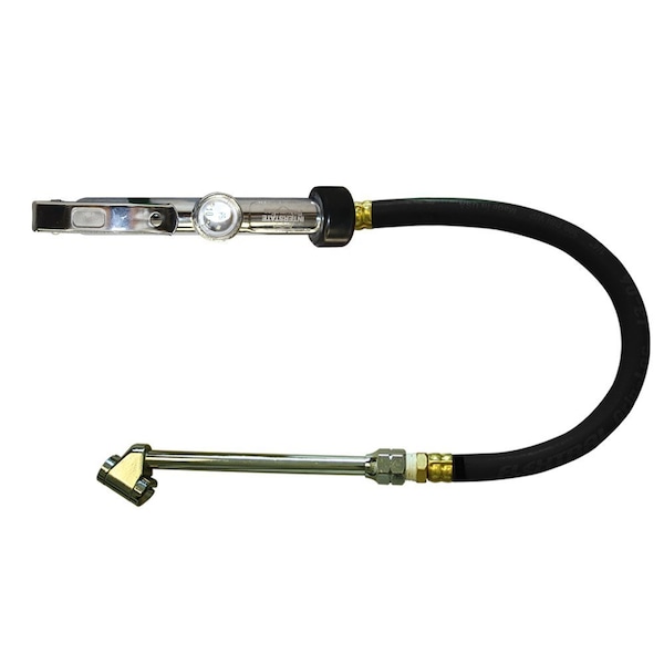 Interstate Pneumatics Bubble Wndw Inflator 10-120 PSI w/ 12" Black Steel Braided Hose Whipend & 11" Dual Foot Truck Chuck TF9137LW - main